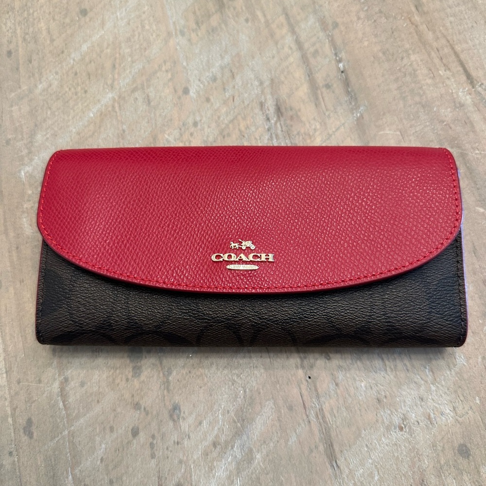 COACH SLIM ENVELOPE WALLET IN SIGNATURE CANVAS - Red
